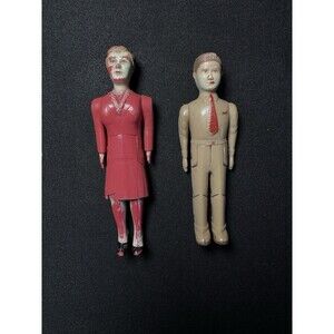 1940s RENWAL Dollhouse Dolls – Jointed Plastic Mom #43 & brother #42 – Vintage